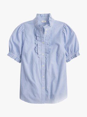 (NEW) J.CREW | 100% COTTON STRIPE RUFFLE BLOUSE